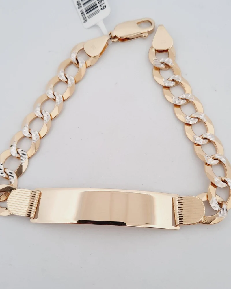 Gold diamond-cut Cuban link ID bracelet